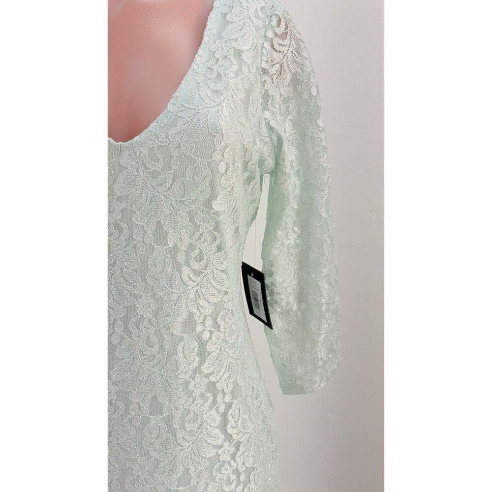 NWT Marina Women's Size 10 Mint Aqua Lace Sleeveless A-Line Maxi Dress Gown Prom - Picture 5 of 16